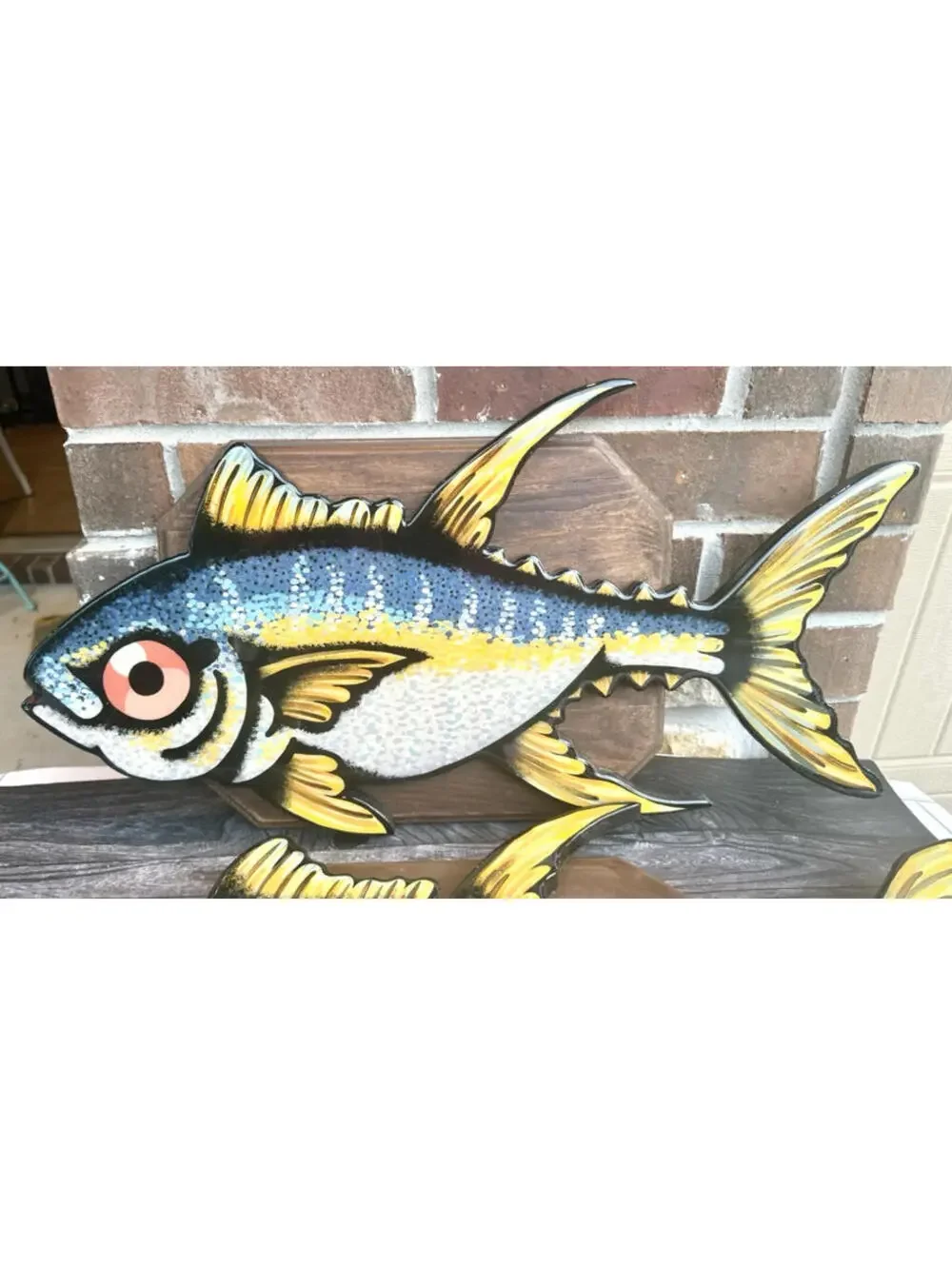 Fish Bluefin Tuna Wood Wall Plaque Folk Art Coastal Nautical Decor Ocean Set 2